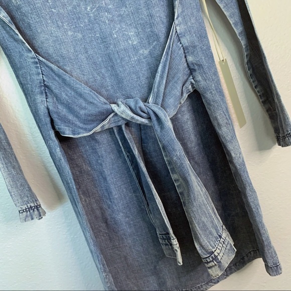 TRACTR NORDSTROM Big Girls Tie Front Blue Dress - Picture 4 of 7